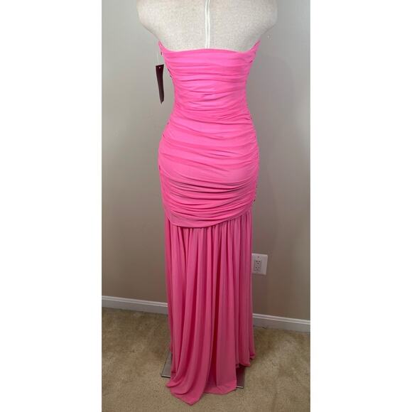 Retrofete Adele Strapless Ruched Candy Pink Maxi Dress Size Small - Picture 8 of 10
